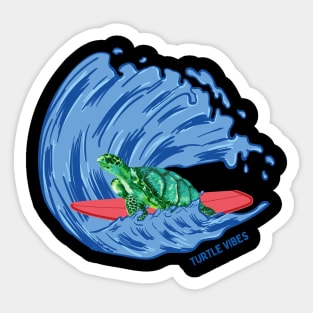 Turtles Vibes Beach Waves Animal Surfing Reptiles Sticker